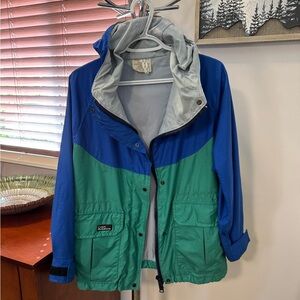 Colorblock Windbreaker Jacket - Blue and Green